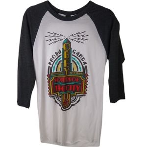 Obey Unisex Sz M 3/4 Sleeve Graphic Baseball Tee